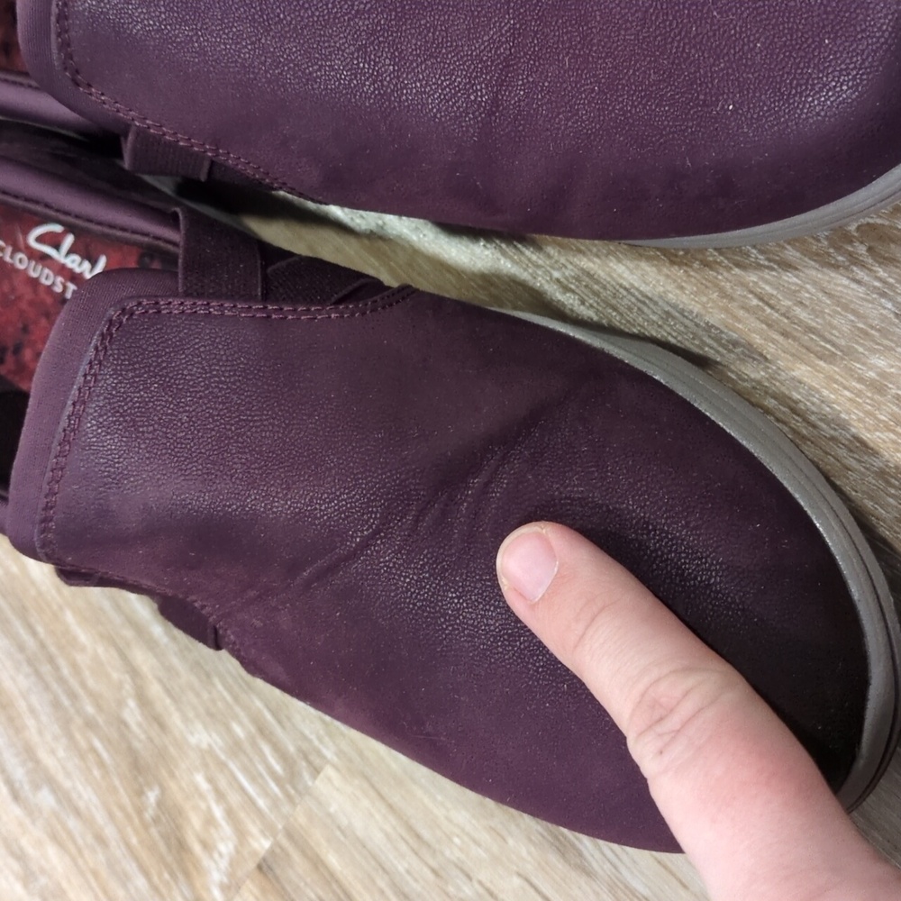 💜Clarks Cloudsteppers Women's Slip-On Plum & Gray Shoes size 8💜 NICE!!!💜 - Picture 9 of 10